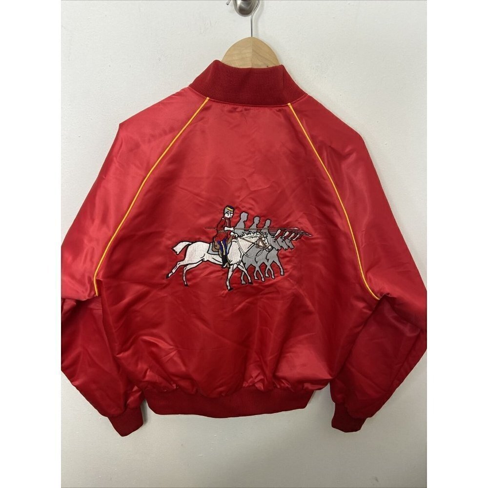 North West‎ Mounted Police NWMP RCMP Men L Satin Bomber Jacket 70s Vintage